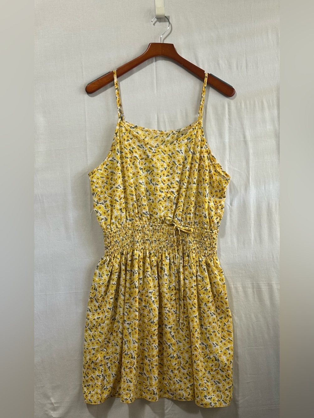 SHEIN Curve - Yellow Floral Smocked Mini Dress